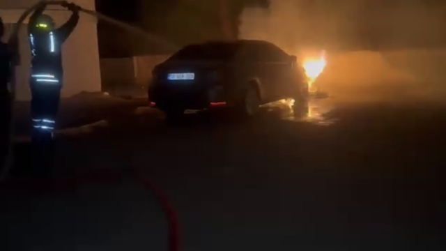 Siverek'te park halindeki otomobil alevlere teslim oldu