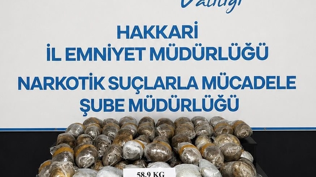 Hakkari'de 58 kilo 900 gram uyuşturucu ele geçirildi