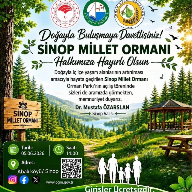 Sinop Millet Ormanı hizmete açılıyor
