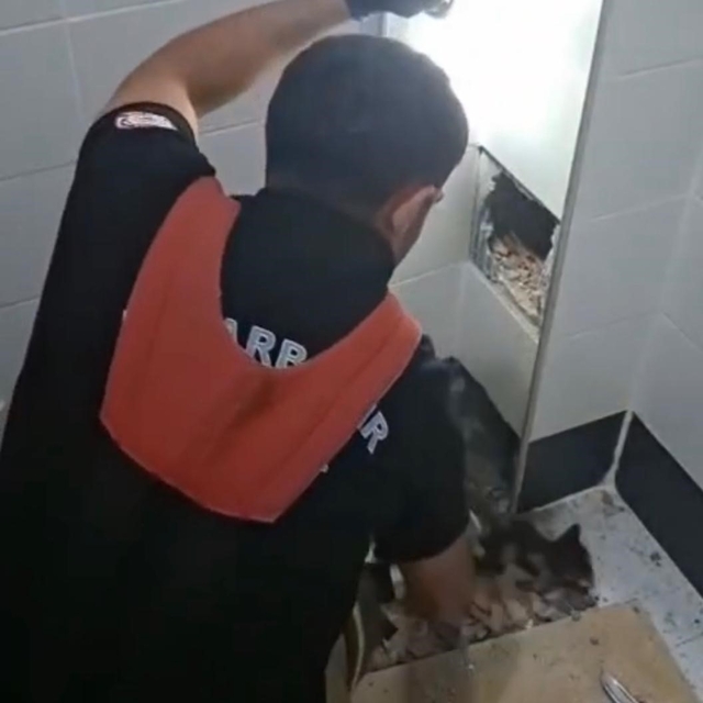 İtfaiye erleri havalandırma boşluğunda kalan kedi için seferber oldu