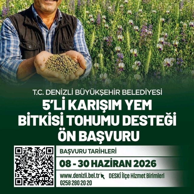 Denizli Büyükşehirin 5'li karışım yem bitkisi tohumu desteği başvuruları ba...