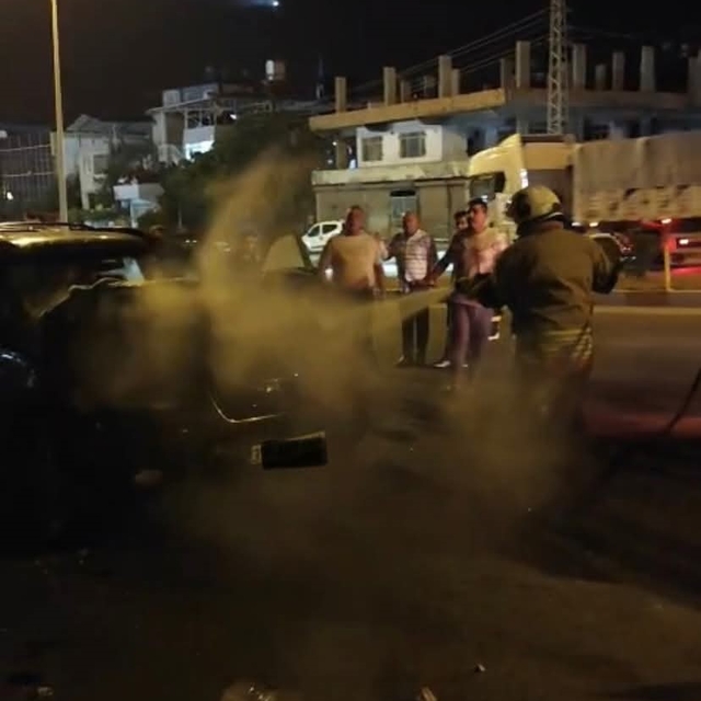 Belen'de otomobil yangını