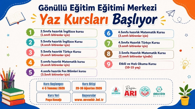 Nevşehir'de ücretsiz yaz kursları başlıyor