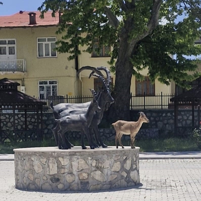 Çemişgezek'te tebessüm ettiren an: Gerçeği ve heykeli aynı karede