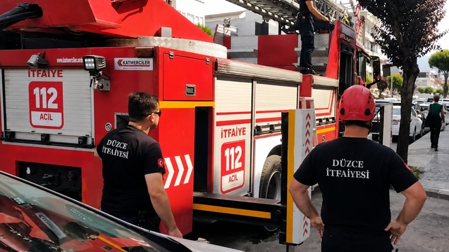 Sahibinin omzunda gezerken korkup kaçan papağanın imdadına itfaiye yetişti