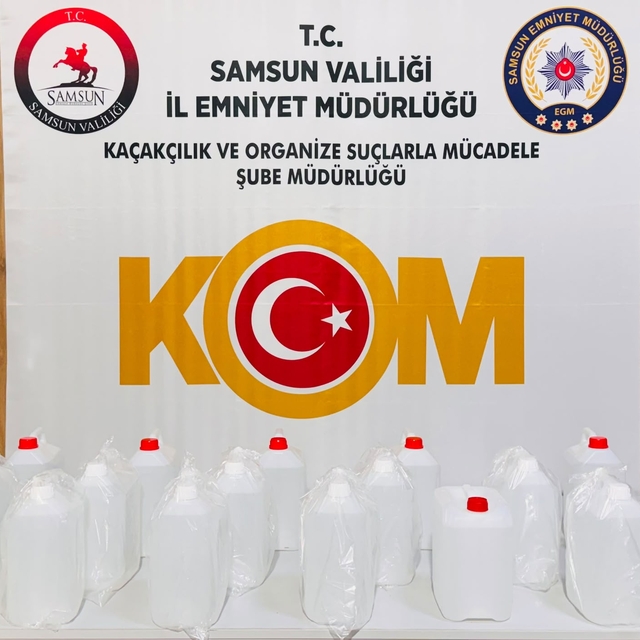 Samsun'da 90 litre etil alkol ele geçirildi