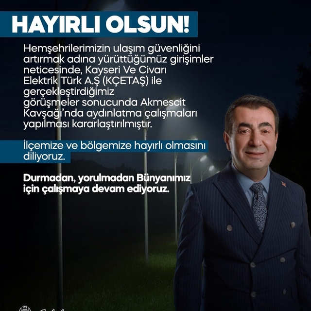 Bünyan'da Akmescit Kavşağı aydınlatılacak