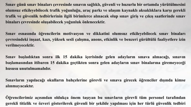Tekirdağ Valiliği Duyurdu: Sınav saatlerinde gürültülü faaliyetlere yasak
