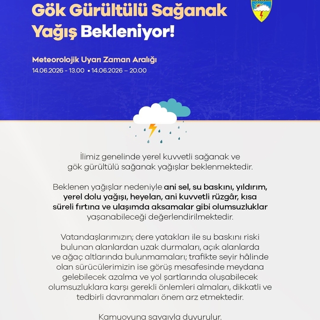Niğde Valiliği'nden kuvvetli yağış uyarısı