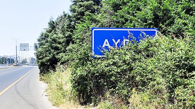 Karayolu üzerindeki Aydın tabelası çalılar arasında kaldı
