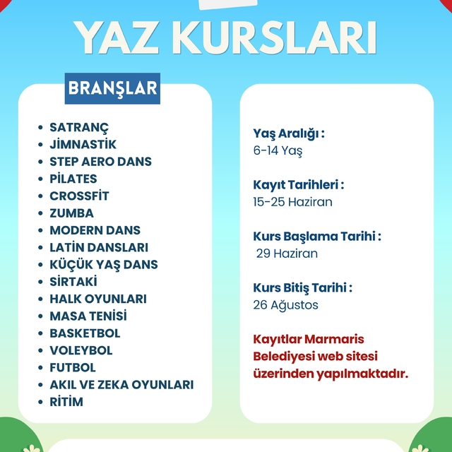 Marmaris Belediyesi'nden çocuklar için 17 branşta ücretsiz yaz kursu