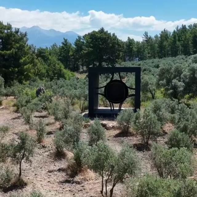 Muğla'da zeytinlikteki merak uyandıran yapının sanat eseri olduğu anlaşıldı