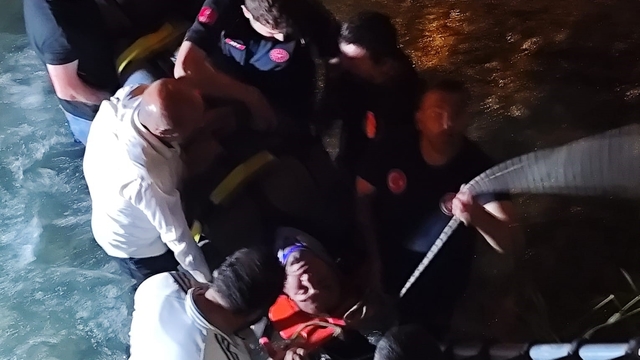 Van'da dereye düşen kamyonetin sürücüsü yaralandı