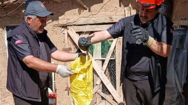 Kırıkkale'de kümese giren yılanı itfaiye çıkardı