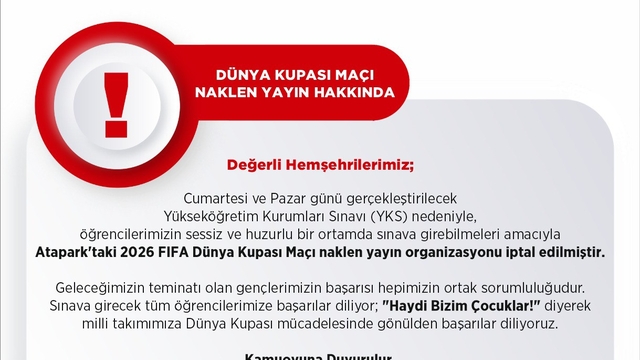Uşak'ta YKS nedeniyle maç yayını organizasyonunu iptal edildi