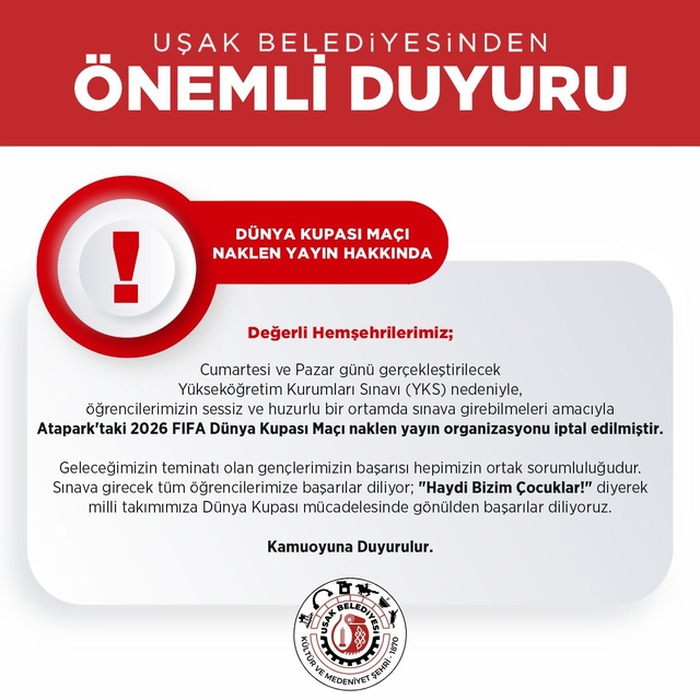 Uşak'ta YKS nedeniyle maç yayını organizasyonunu iptal edildi