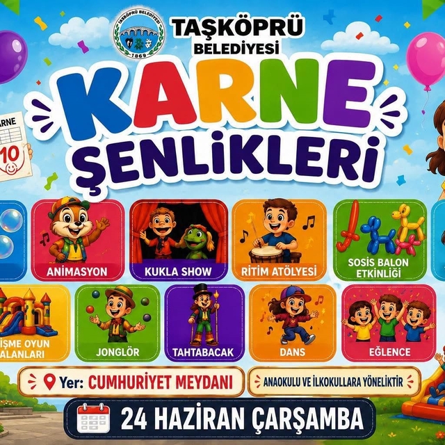 Taşköprü Belediyesi'nden çocuklara karne şenliği