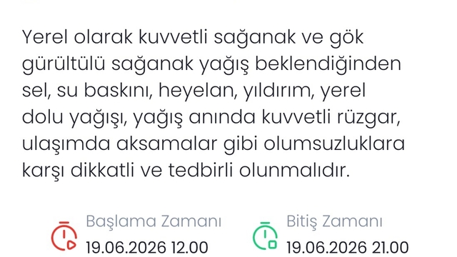 Meteoroloji Denizli için yerel kuvvetli sağanak ve dolu uyarısı yaptı