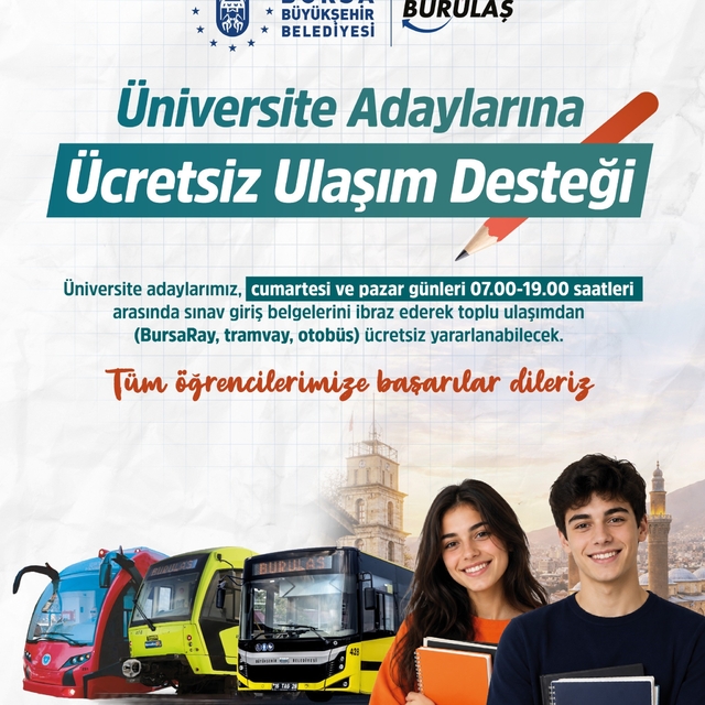 Bursa'da üniversite adaylarına ücretsiz ulaşım desteği
