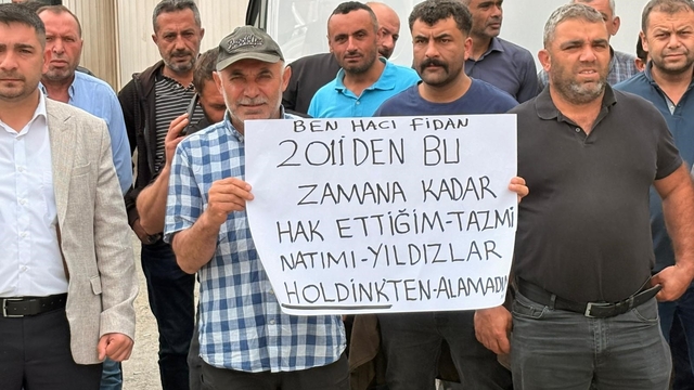 Yozgat'ta 4 aydır maaşlarını alamadıklarını ileri süren maden işçileri işvereni protesto etti