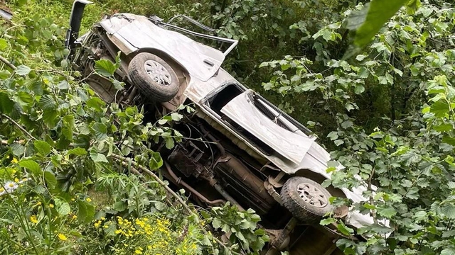 Giresun'da şarampole devrilen kamyonetin sürücüsü öldü