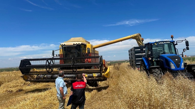 Kırklareli'nde hasat döneminde biçerdöver denetim