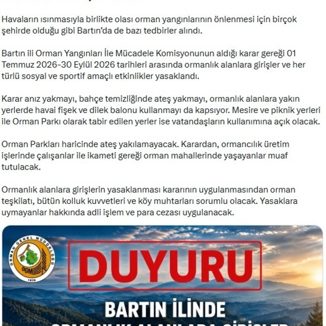 Sıcaklıklar arttı, ormanlara giriş yasaklandı