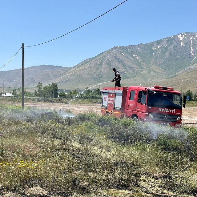 Van'da anız yangını