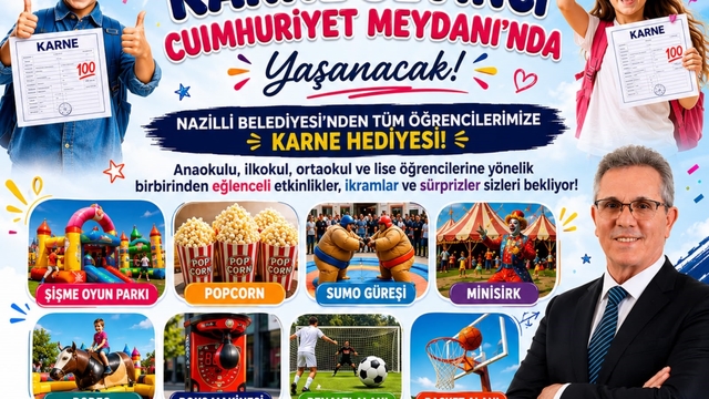 Nazilli Belediyesi'nden öğrencilere karne hediyesi
Başkan Tetik: "Eğlence dolu gün sizleri bekliyor"