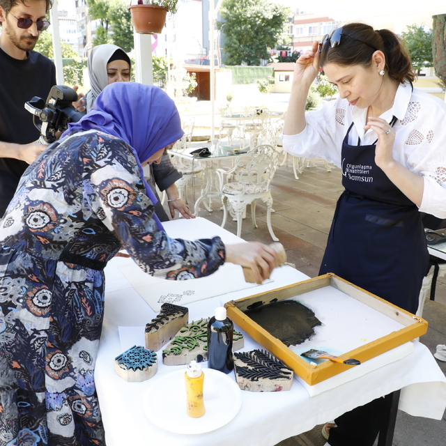 Samsun Kültür Yolu Festivali'nde tahta baskı atölyesi düzenlendi