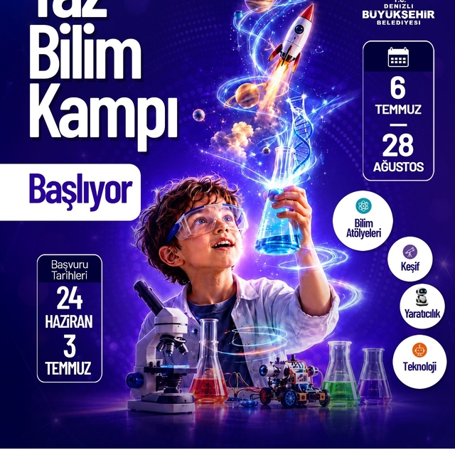 Denizli Büyükşehirden yaz tatiline bilim dolu kamp