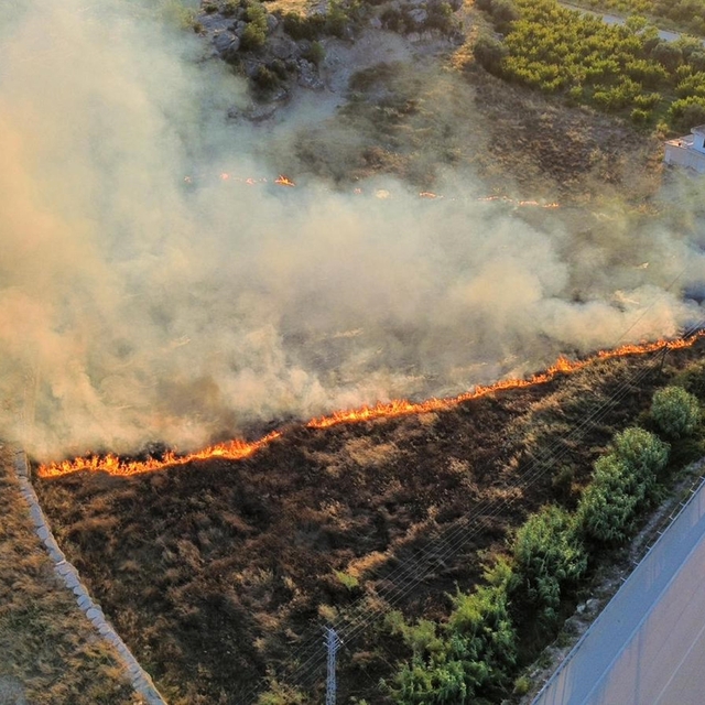Mersin'de çıkan yangın evlere ve ormana ulaşmadan söndürüldü