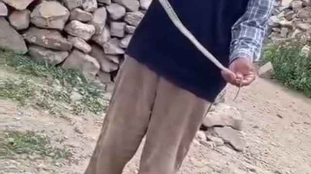 Iğdır'da eve girmeye çalışan yılanı çıplak elle yakaladı