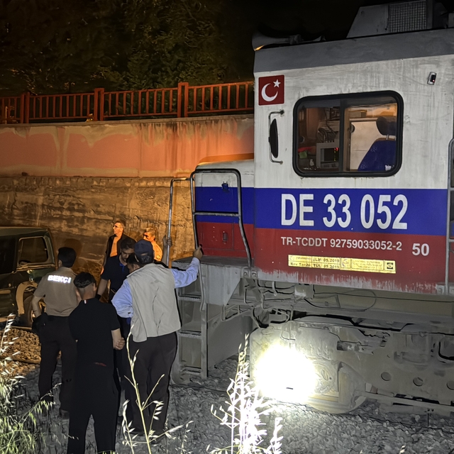 Elazığ'da yük treninin çarptığı hafif ticari araçtaki 2 kişi yaralandı