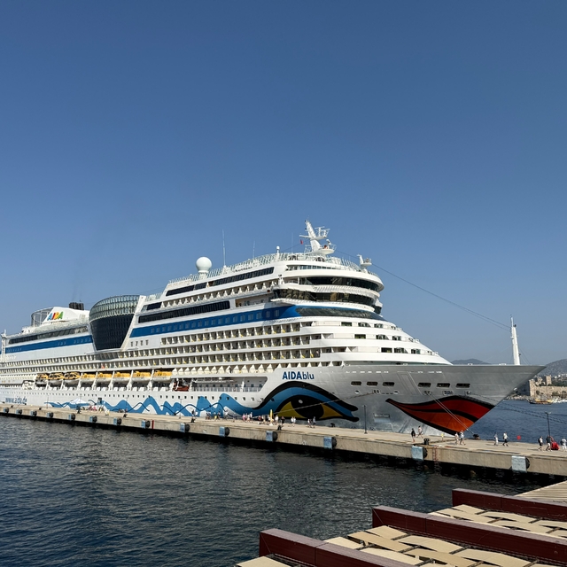 Alman turistleri taşıyan dev kruvaziyer Bodrum'a demirledi