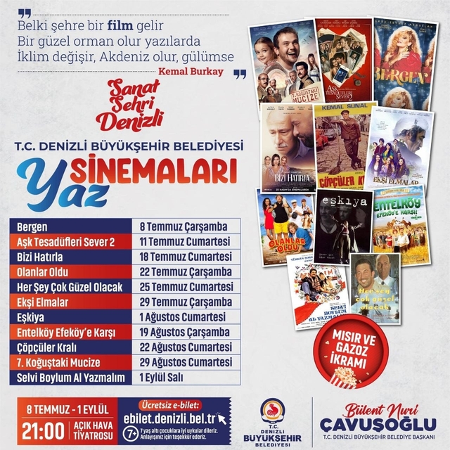 Denizli'de Açık Hava Sinema Günleri başlıyor