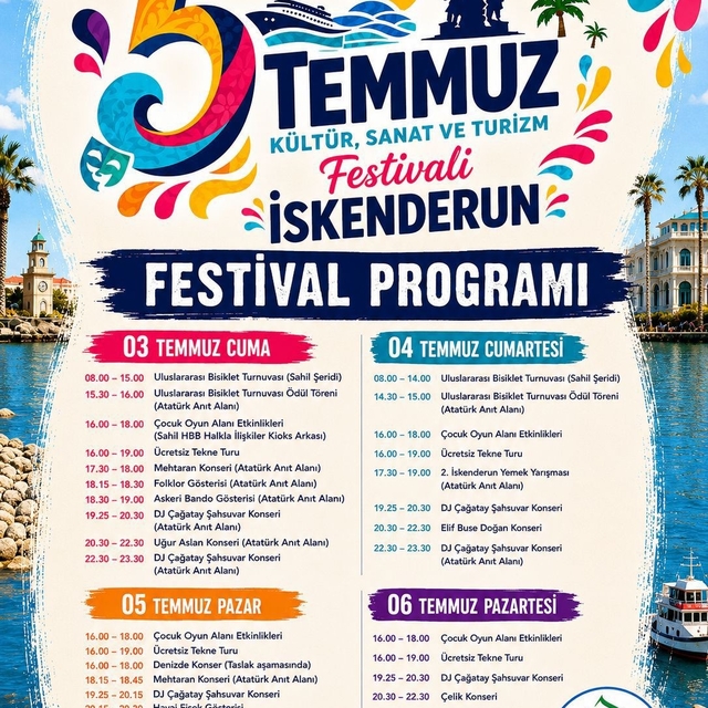 İskenderunlular 5 Temmuz Festivali'nde doyasıya eğlenecek