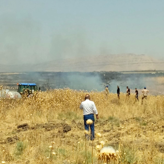 Mardin'de anız yangınına havadan ve karadan müdahale ediliyor