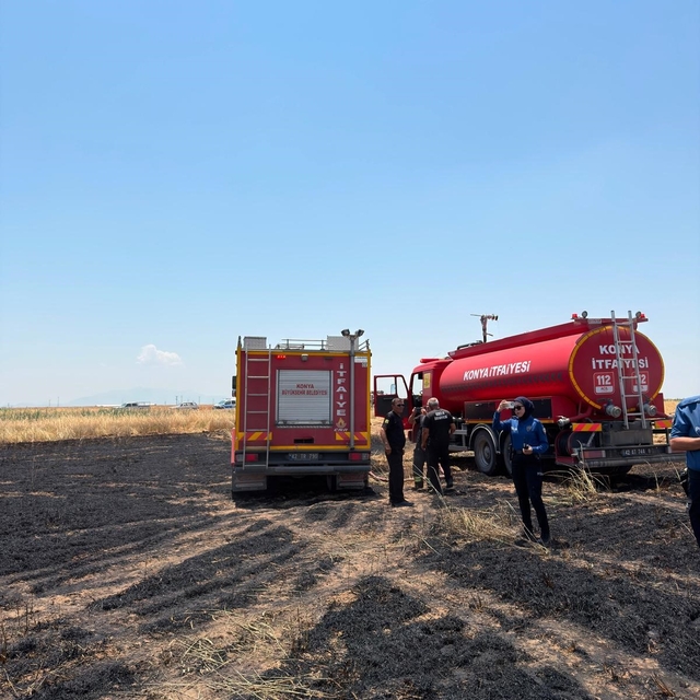 Karapınar'da 15 dönüm arpa ekili tarla yangında zarar gördü