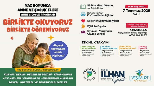Yeşilyurt'ta "Birlikte Okuyoruz, Birlikte Eğleniyoruz" etkinlikleri başlıyor