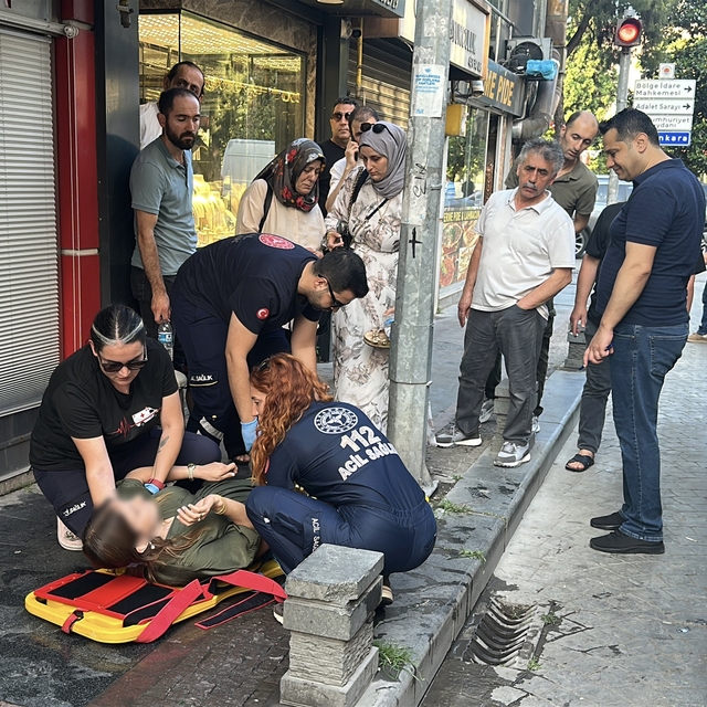 Samsun'da ıslak zeminde düşen genç kadın hastaneye kaldırıldı