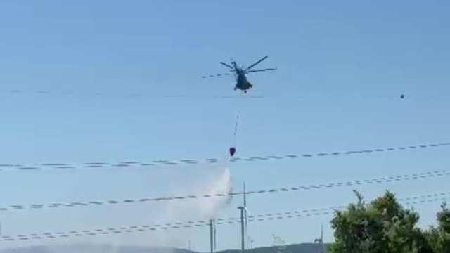 Karacabey'de engebeli arazide yangın