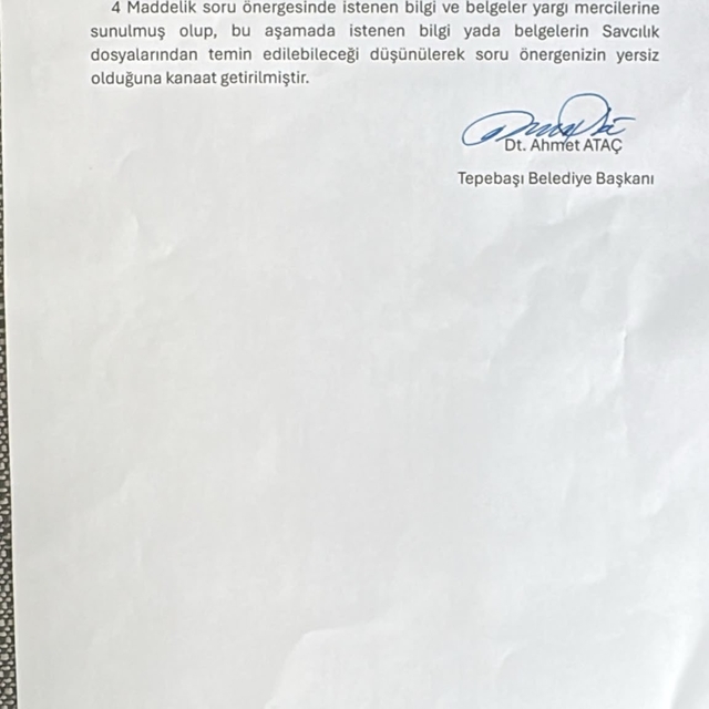 Tepebaşı Belediyesi, AK Parti Grubu'nun 4 maddelik yazılı soru önergesini c...