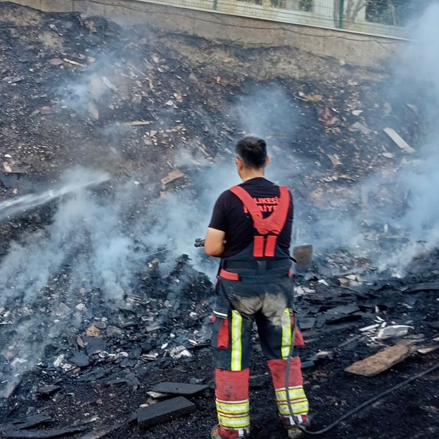 Balıkesir'de ot ve çöp yangını mahalleyi tehdit etti