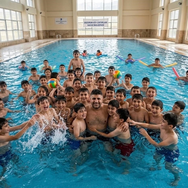 Erzurumlu iş insanından köy çocuklarına havuz jesti: 2 bin 500 çocuk ilk ke...