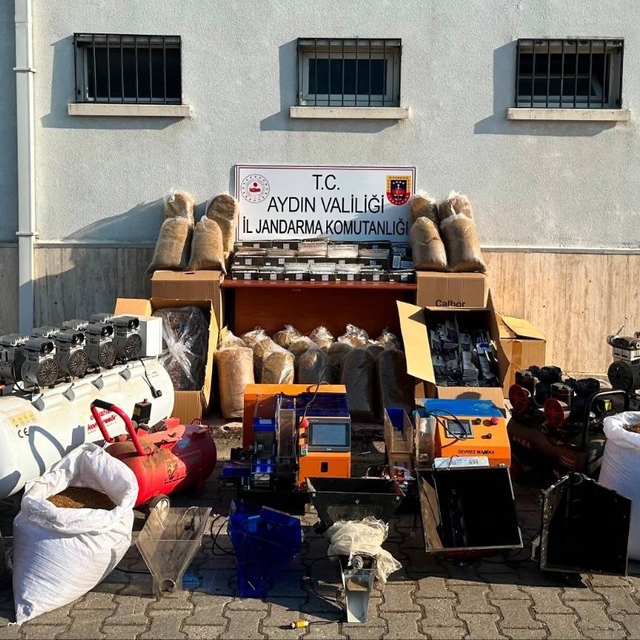 Köşk'te kaçak sigara imalathanesine operasyon: 350 kilo tütün ele geçirildi