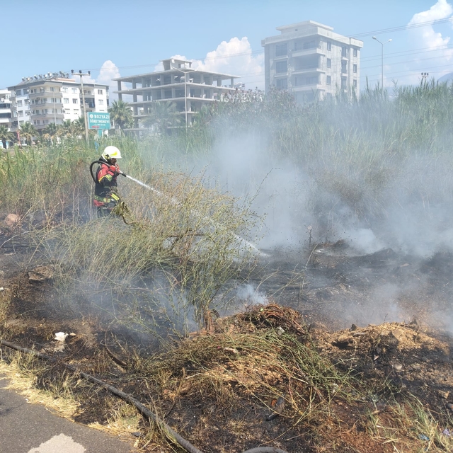 Mersin'de sazlık alanda çıkan yangın söndürüldü