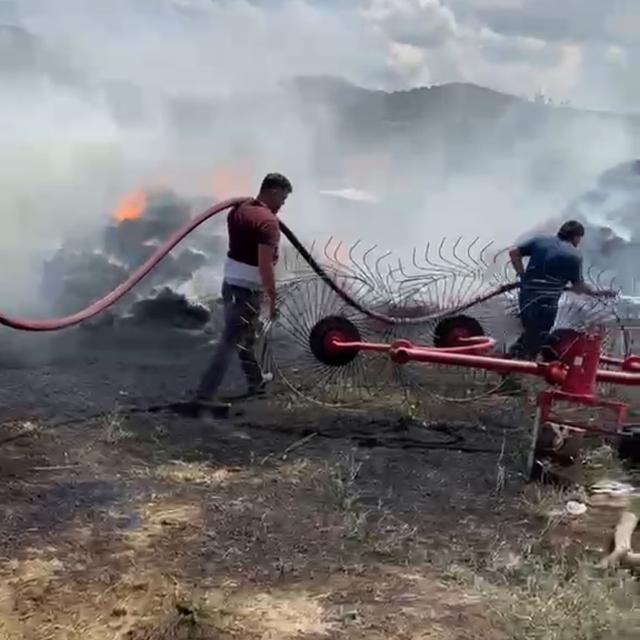 Burdur'da samanlık yangını