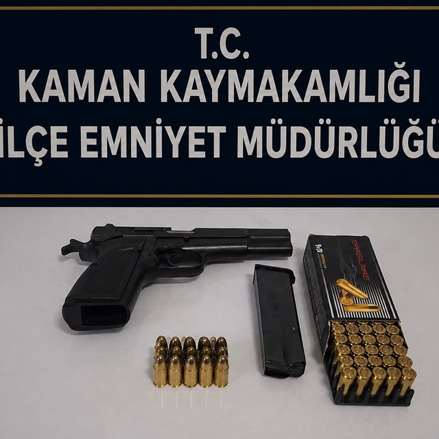 Kaman'da ruhsatsız tabanca ve 52 fişek ele geçirildi