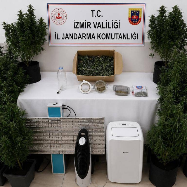 İzmir'de hükümlünün yatak odasında uyuşturucu serası bulundu